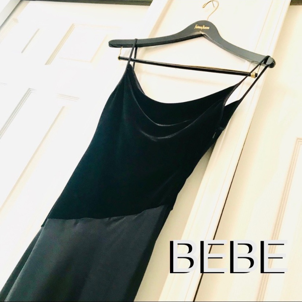 BEBE VELVET SATIN GOWN